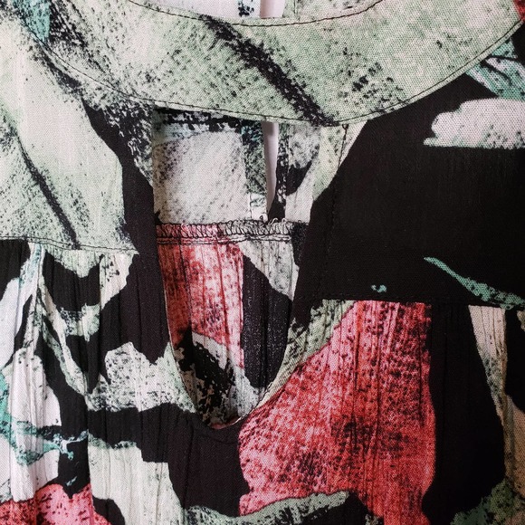 LC LAUREN CONRAD tropical palm leaf tunic mock neck tank XS - Picture 6 of 10